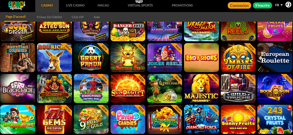 gamme de jeu casino en ligne Spin Million 