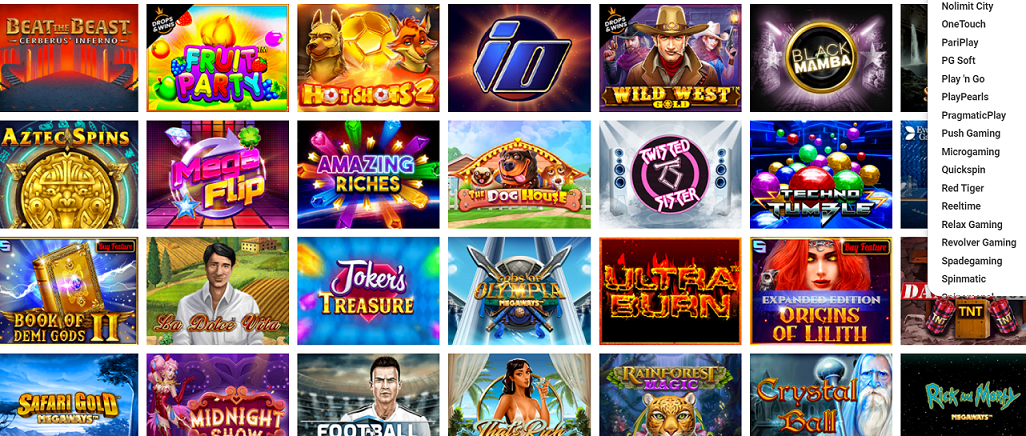 gamme de jeu du casino en ligne Evolve Casino 