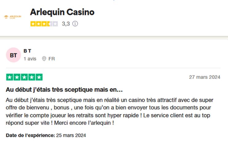 arlequin casino avis joueurs